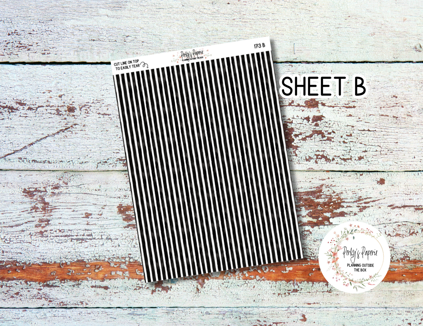 Sinister Carnival Washi Paper Tearable Stickers Kit 173 - Burgandy Glitter and Black Stripes