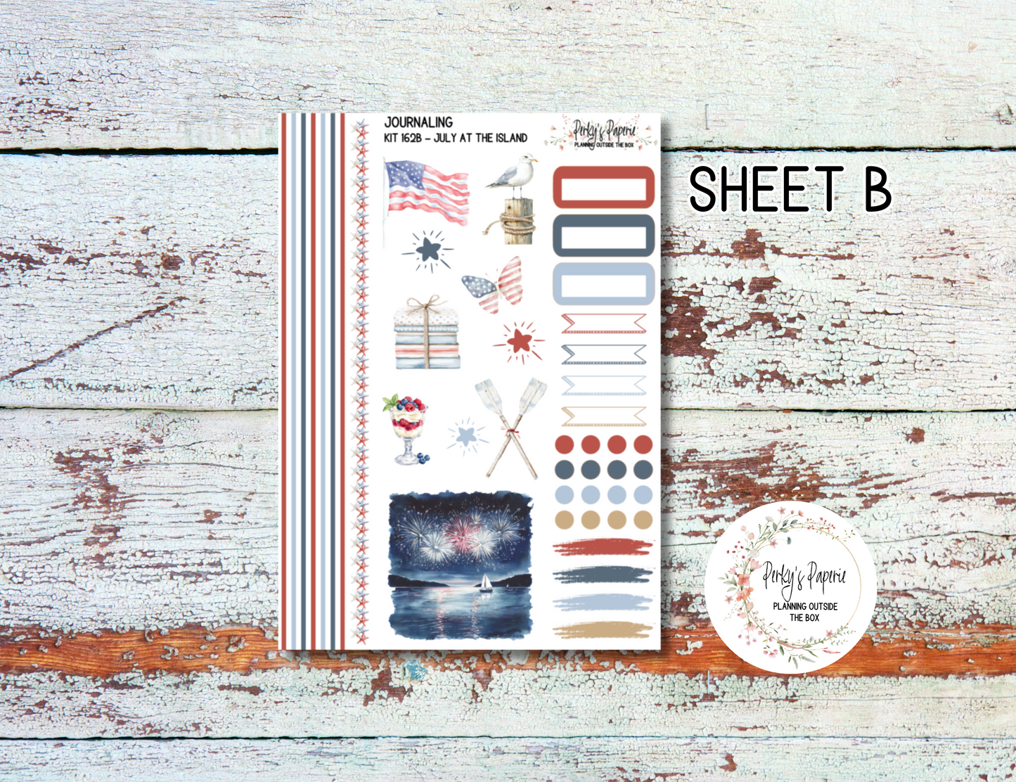 Fourth of July Decorative Journal Planner Sticker Kit 162 for All Planner Sizes | Fits Monthly, Weekly, and Daily Pages | Functional Stickeral & Decorative Stickers For All Planner Sizes