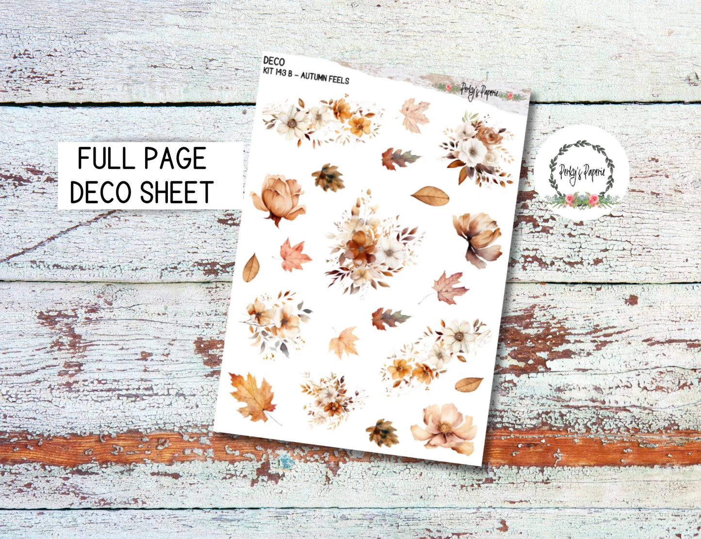 Full Sheet Deco Planner Stickers Kit 143B- Autumn Feels, EC, HP, Hobonichi, Makselife, Take a Note and Hemlock & Oak