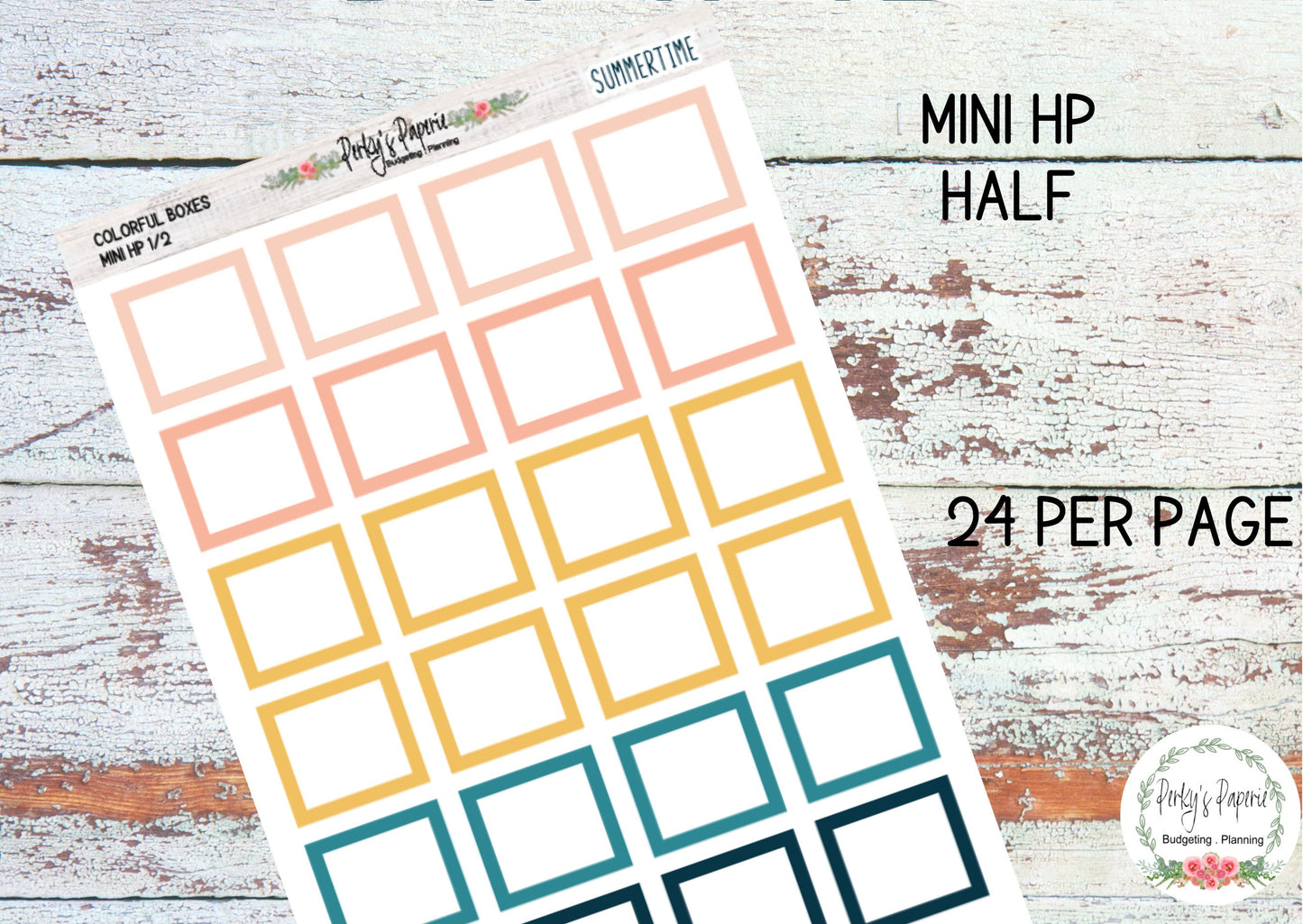 Summertime Mini HP Vertical Colorful Planner Boxes | Functional Planner Stickers | Budget Boxes | Planner Box Stickers