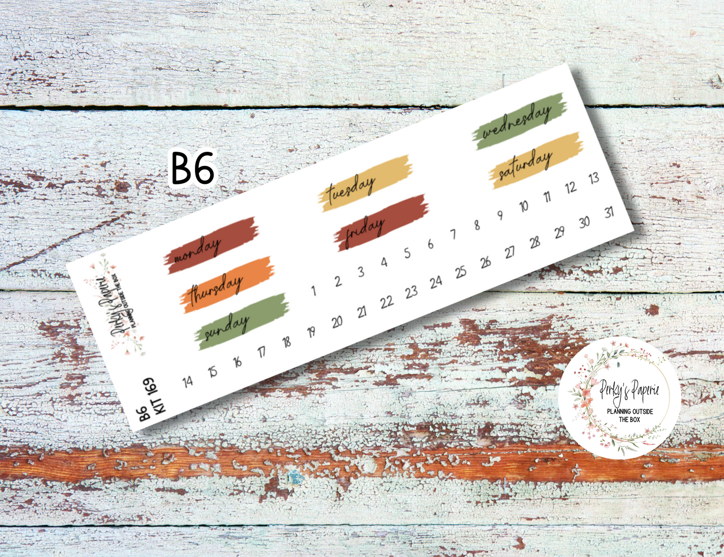An Apple A Day Brush Stroke Mixed Color Date Covers Colorful Planner Stickers for Various Planners Kit 169, Days of the Week Date Cover, Redate Stickers
