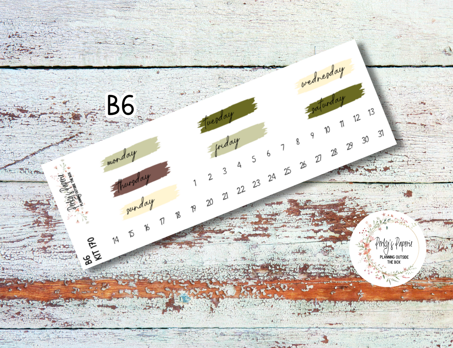 Olive Harvest in Tuscany Brush Stroke Mixed Color Date Covers Colorful Planner Stickers for Various Planners Kit 170, Days of the Week Date Cover, Redate Stickers