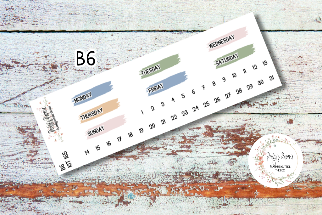 Brush Stroke Mixed Color Date Covers Colorful Planner Stickers for Various Planners Kit 165, Days of the Week Date Cover, Redate Stickers