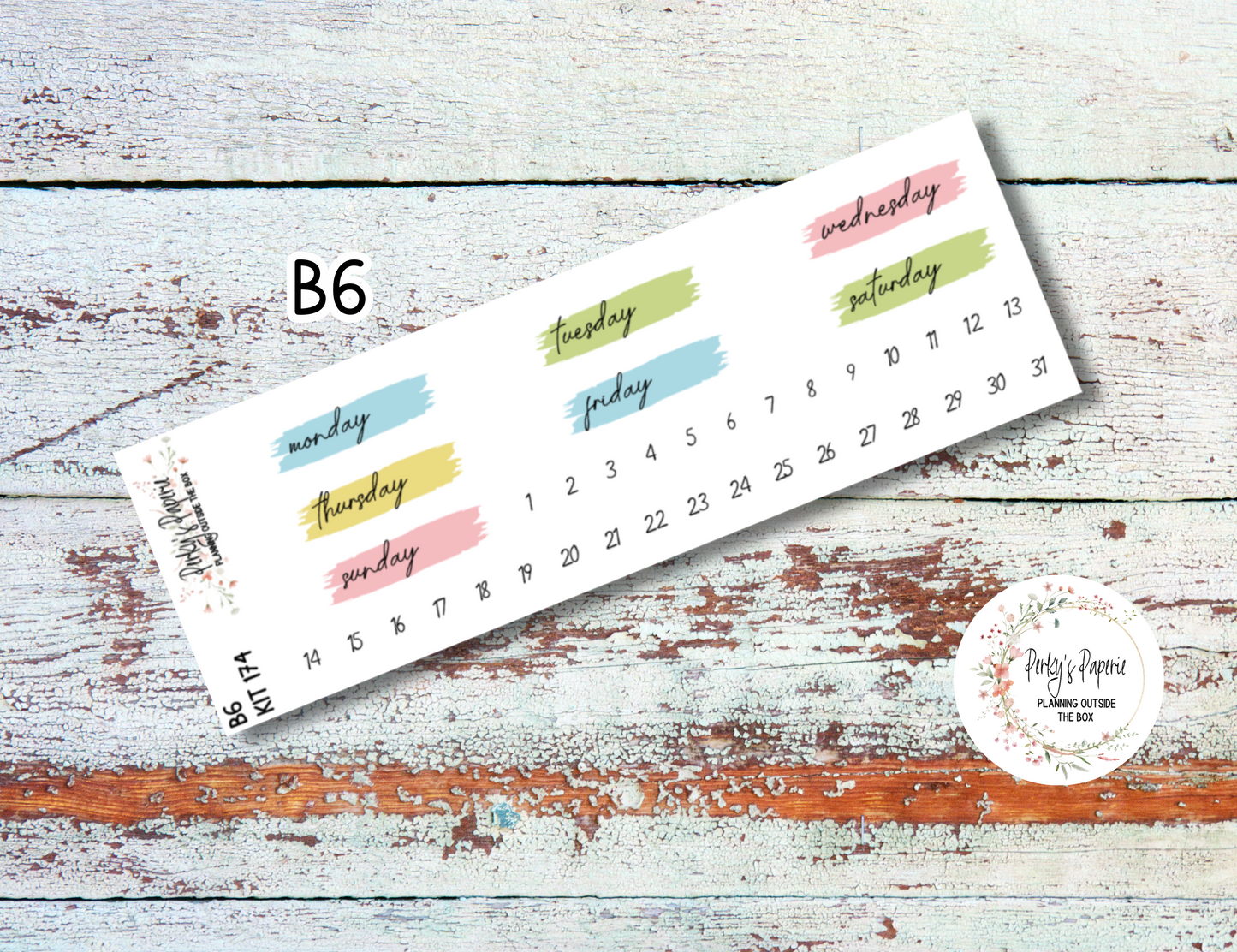 School Daze-y Brush Stroke Mixed Color Date Covers Colorful Planner Stickers for Various Planners Kit 174, Days of the Week Date Cover, Redate Stickers