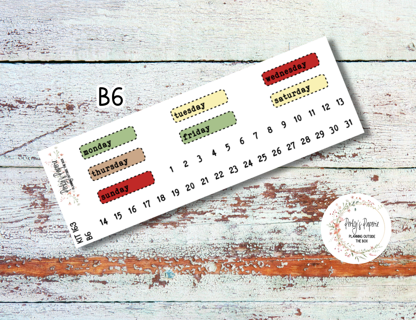 Stitched Box Mixed Color Date Covers Colorful Planner Stickers for Various Planners Kit 166, Days of the Week Date Cover, Redate Stickers