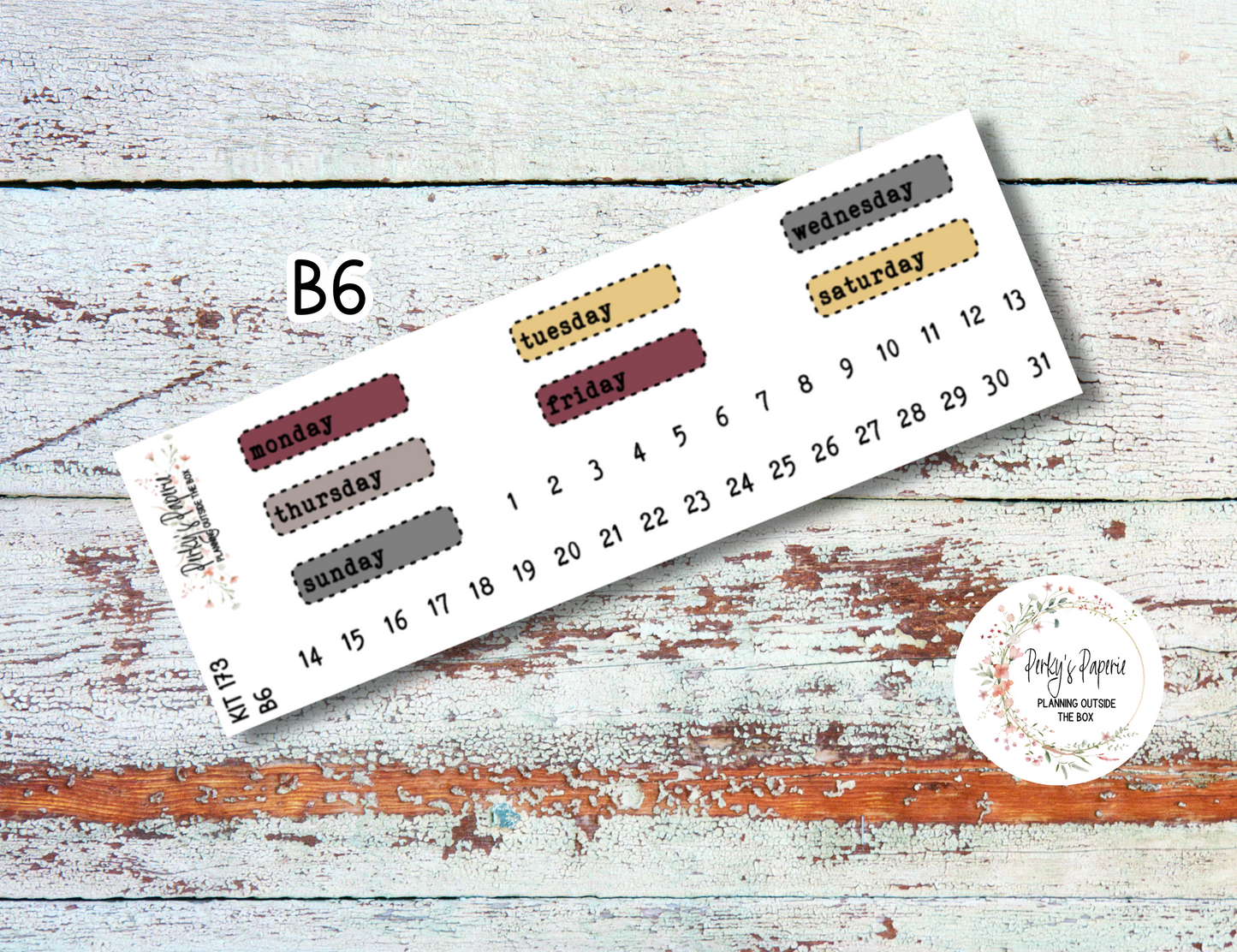 Sinister Carnival Stitched Box Mixed Color Date Covers Colorful Planner Stickers for Various Planners Kit 173, Days of the Week Date Cover, Redate Stickers
