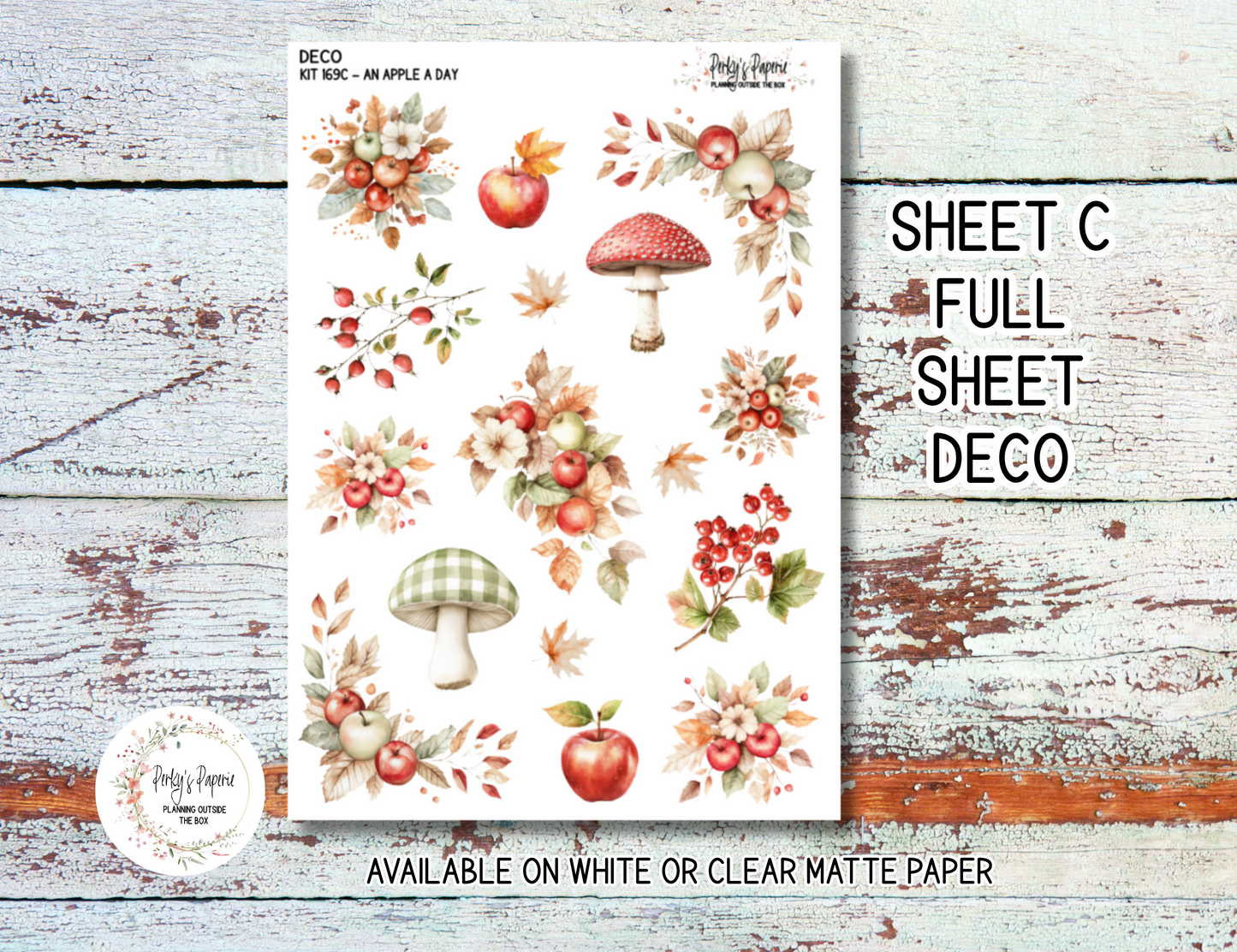 An Apple A Day Sticker Sheets # 169 – Fall and Autumn Apple Planner Stickers