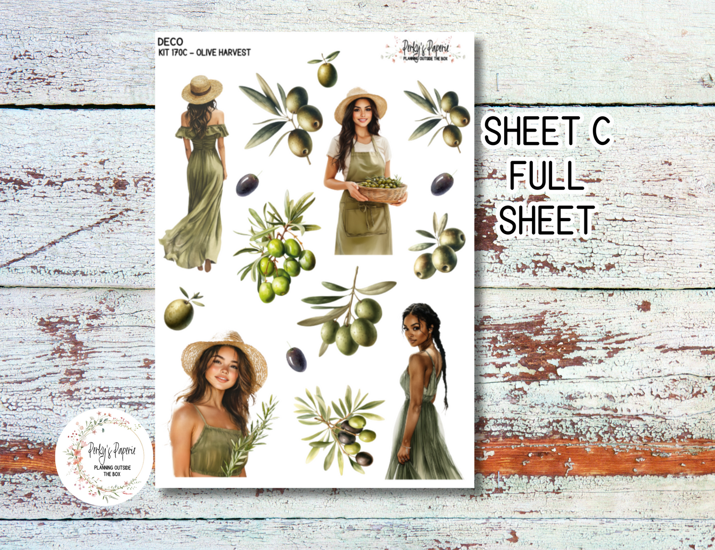 Olive Harvest in Tuscany Full Sheet Deco Planner Stickers Kit 170, Decorative Planning, Journaling Stickers, Junk Journal, Planner Stickers