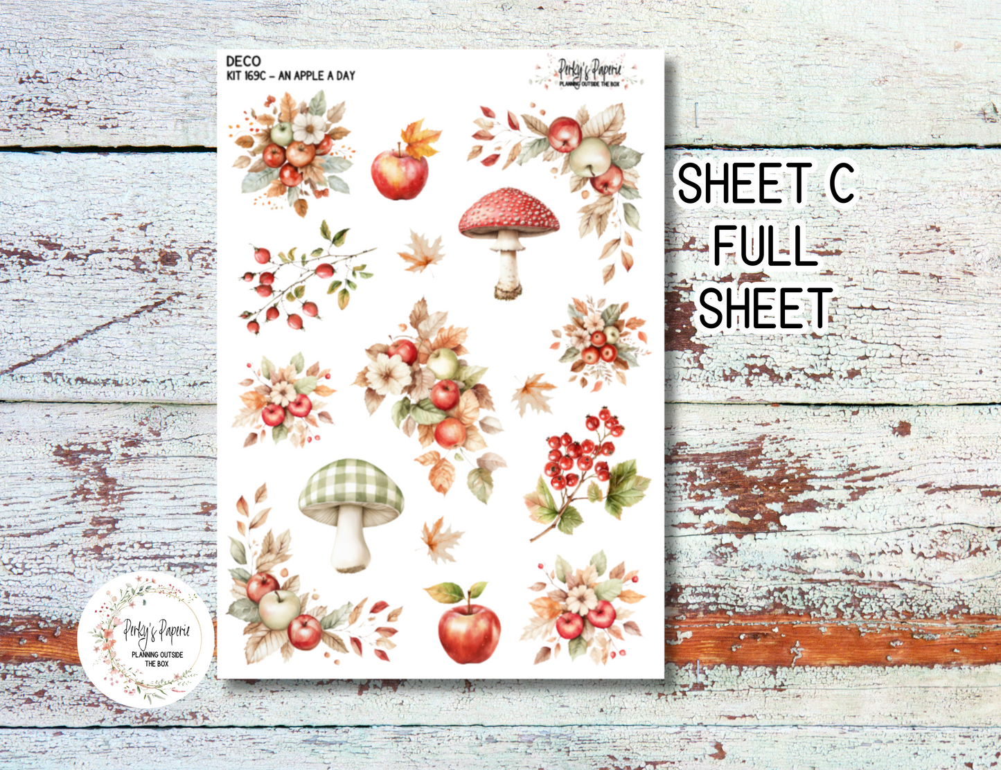 An Apple A Day Fall Full Sheet Deco Planner Stickers Kit 169, Decorative Planning, Journaling Stickers, Junk Journal, Planner Stickers
