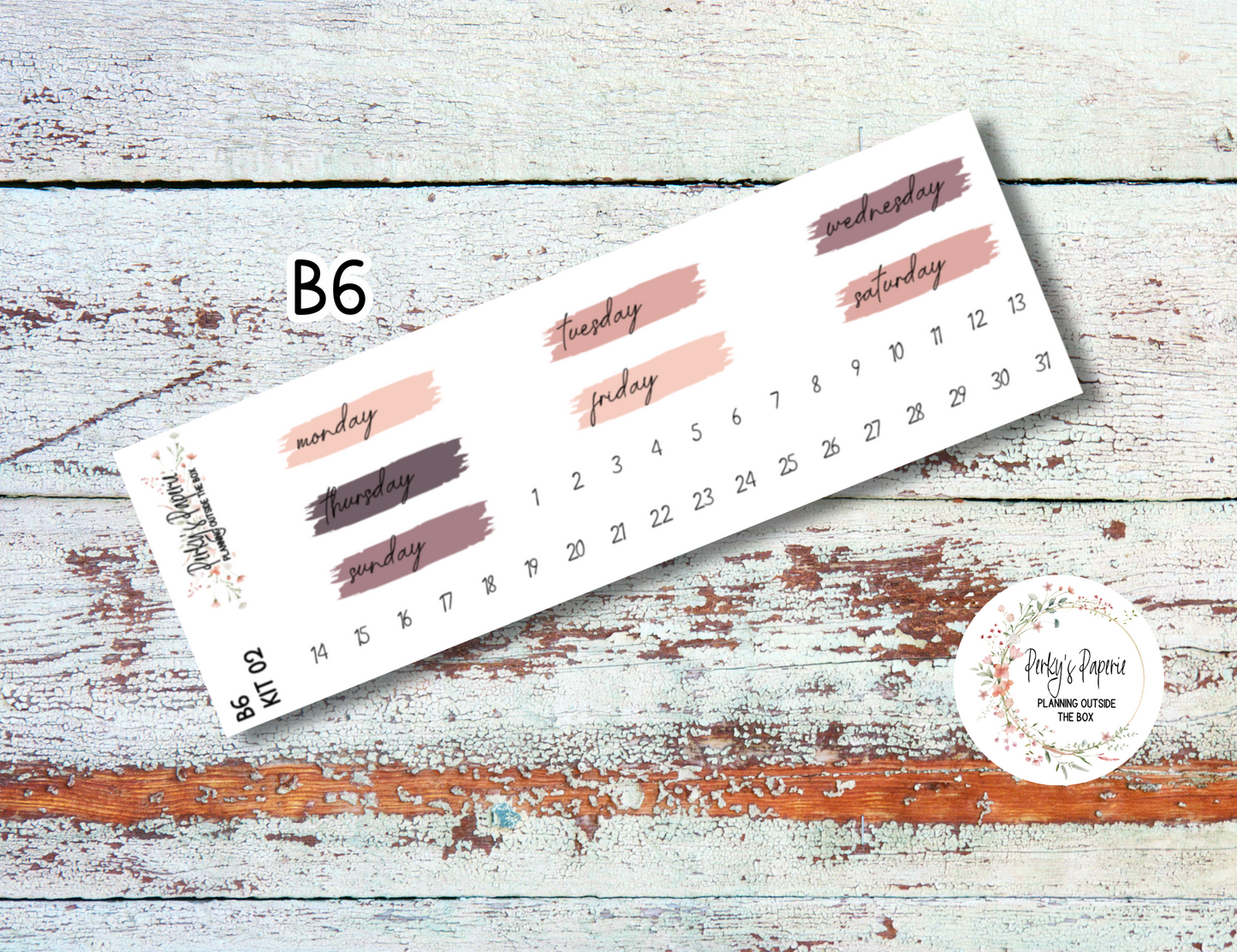 Blushing Blooms Brush Stroke Mixed Color Date Covers Colorful Planner Stickers for Various Planners Kit 02, Days of the Week Date Cover, Redate Stickers