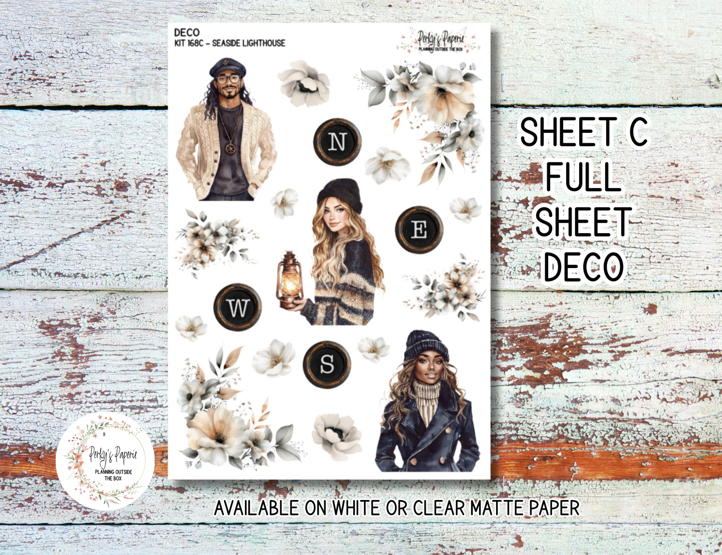 Seaside Lighthouse Sticker Sheets # 168 – Moody & Aesthetic Planner Stickers