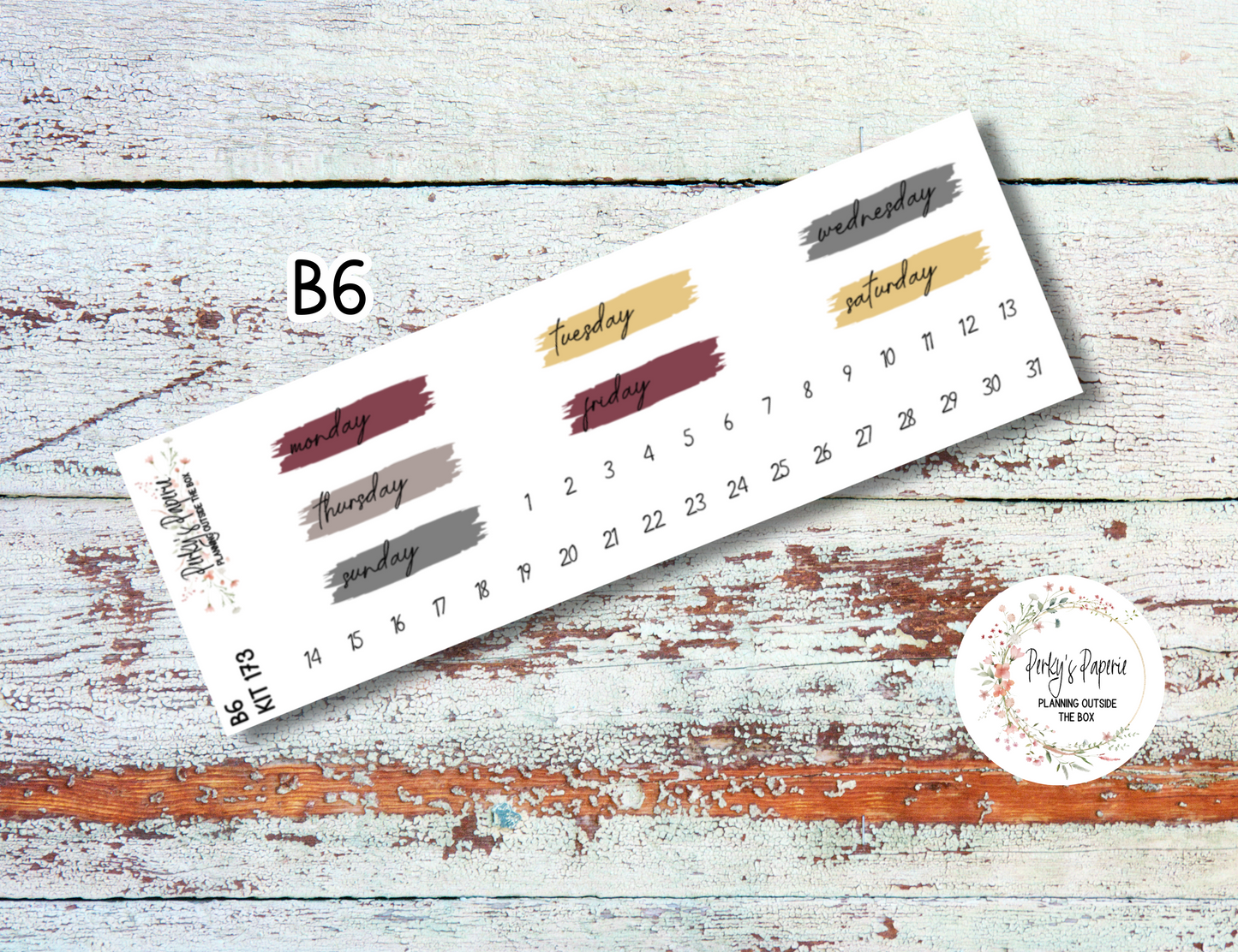 Sinister Carnival Brush Stroke Mixed Color Date Covers Colorful Planner Stickers for Various Planners Kit 173, Days of the Week Date Cover, Redate Stickers