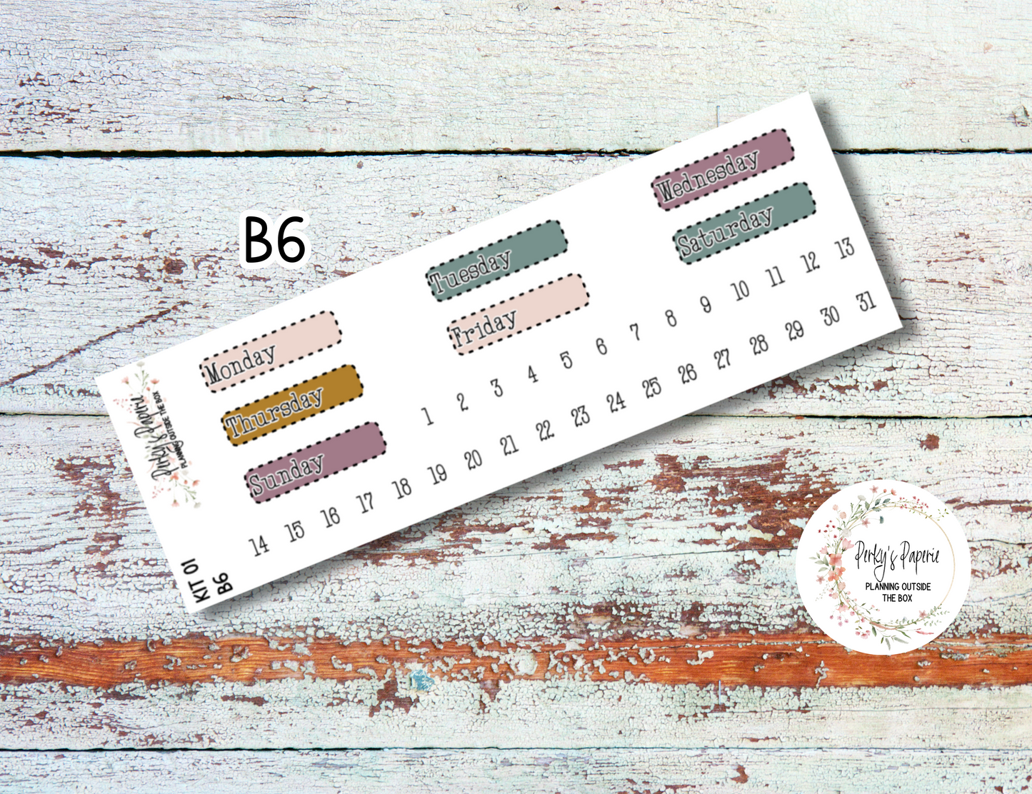 Pink Elegant Pumpkins Stitched Box Mixed Color Date Covers Colorful Planner Stickers for Various Planners Kit 01, Days of the Week Date Cover, Redate Stickers