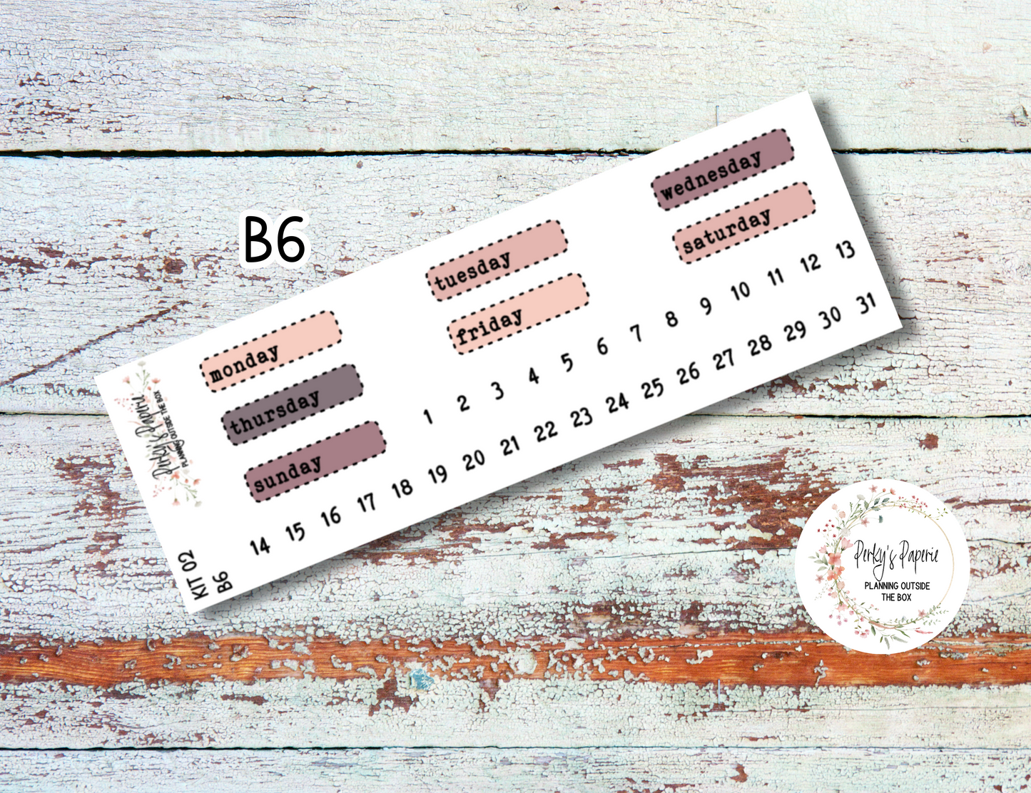 Blushing Blooms Stitched Box Mixed Color Date Covers Colorful Planner Stickers for Various Planners Kit 02, Days of the Week Date Cover, Redate Stickers