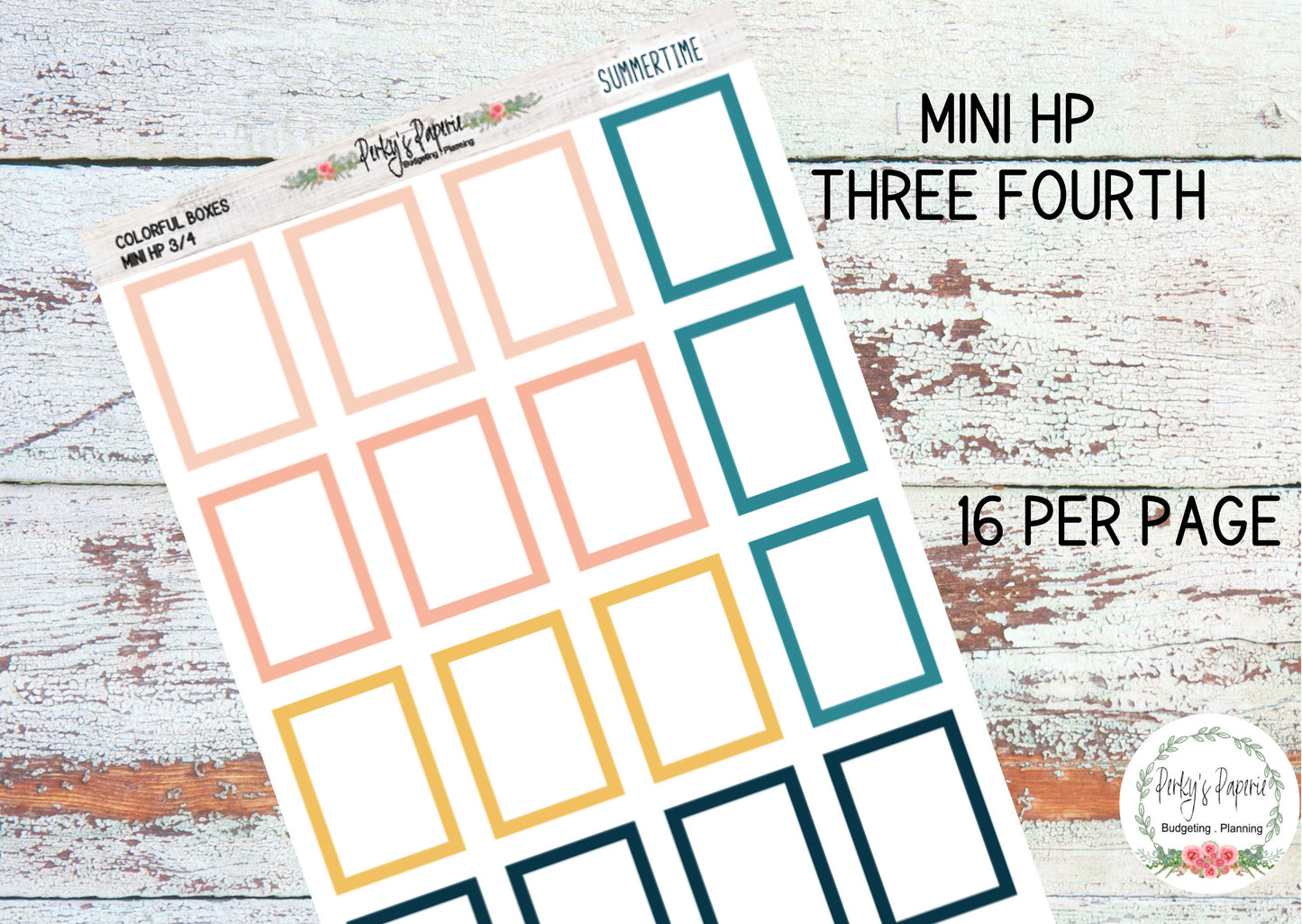 Summertime Mini HP Vertical Colorful Planner Boxes | Functional Planner Stickers | Budget Boxes | Planner Box Stickers