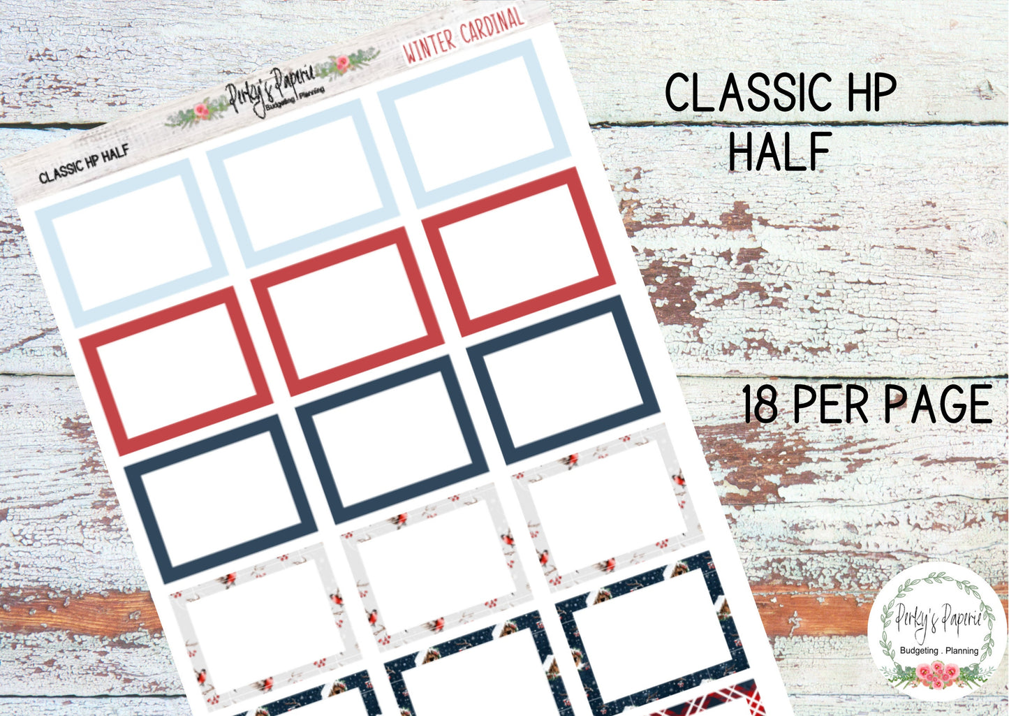 Classic HP Winter Cardinal Colorful Planner Boxes | Functional Planner Stickers | Budget Boxes | Planner Box Stickers