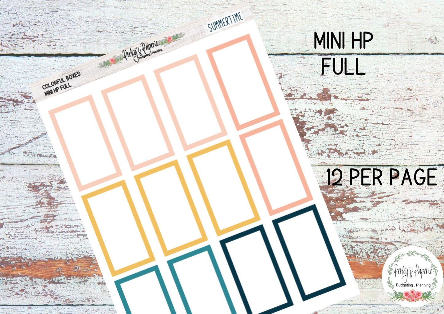 Summertime Mini HP Vertical Colorful Planner Boxes | Functional Planner Stickers | Budget Boxes | Planner Box Stickers