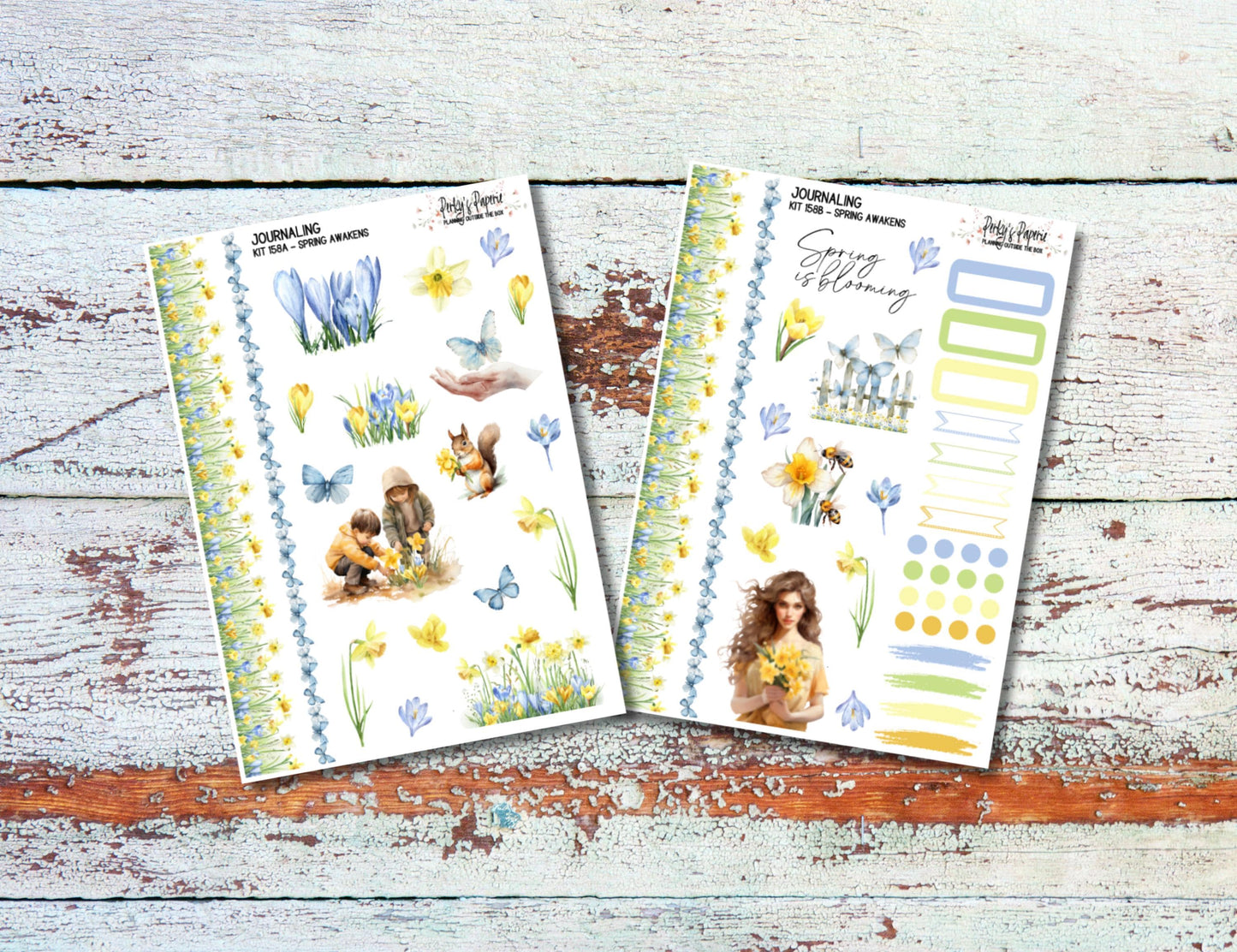 Spring Awkens Journaling Sticker Kit 158 Daffodils and Crocus Flowers, Planner Stickers for Journaling, Bujo, Planning and Junk Journaling