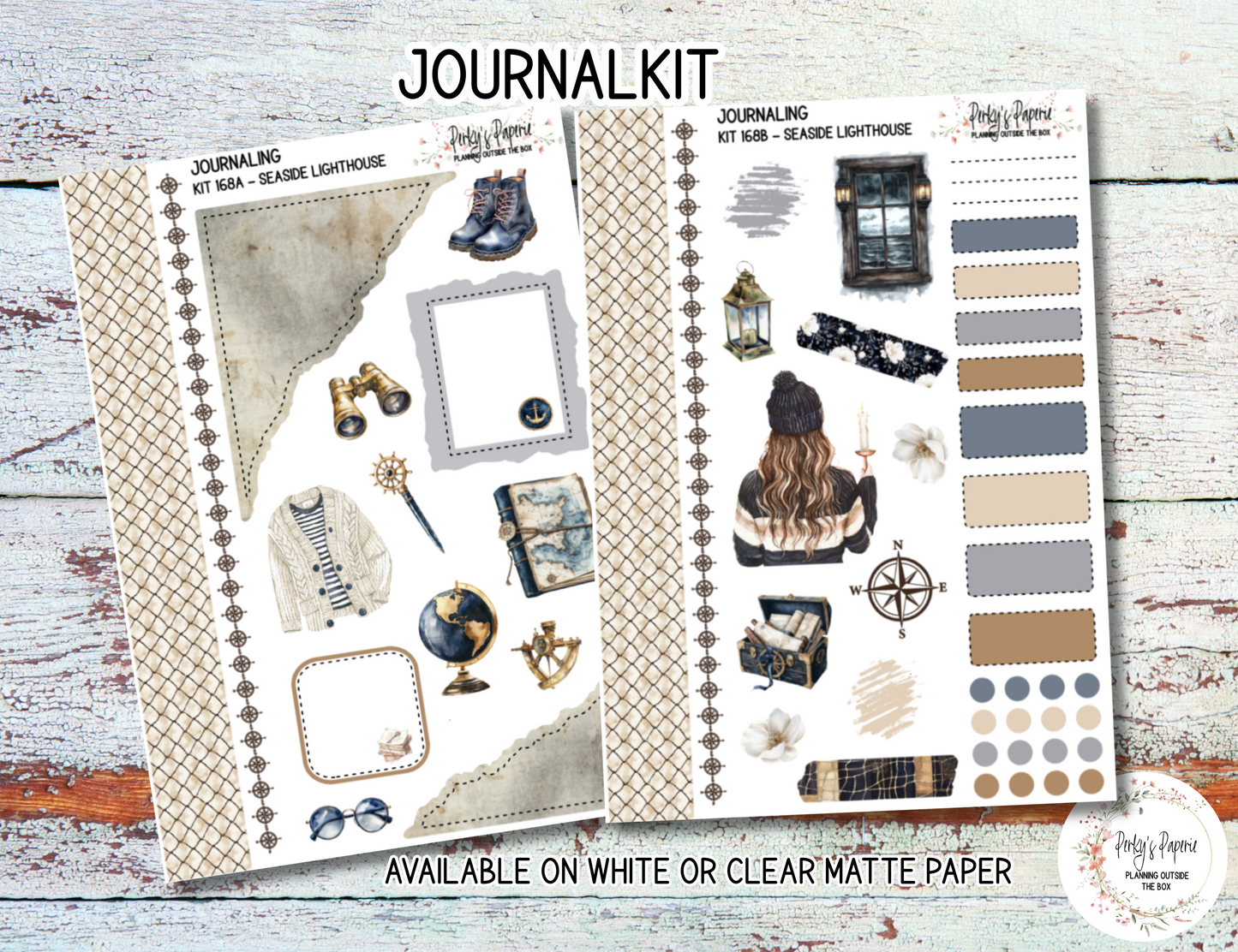 Seaside Lighthouse Sticker Sheets # 168 – Moody & Aesthetic Planner Stickers