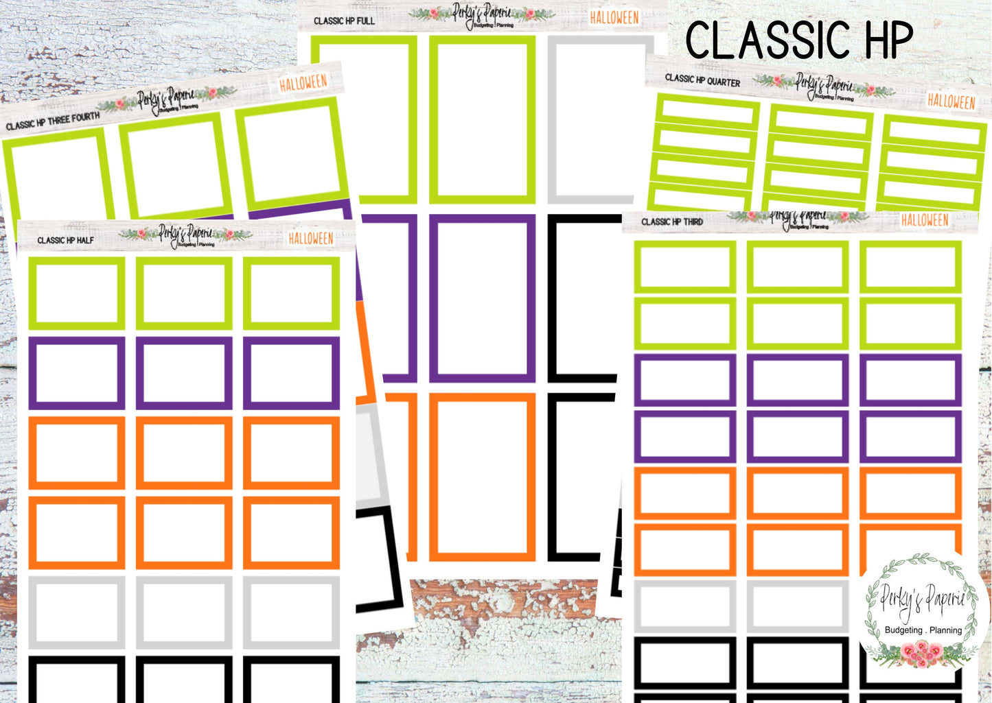 Halloween Classic HP Colorful Planner Boxes | Colorful Boxes | Functional Planner Stickers | Budget Boxes | Planner Boxes