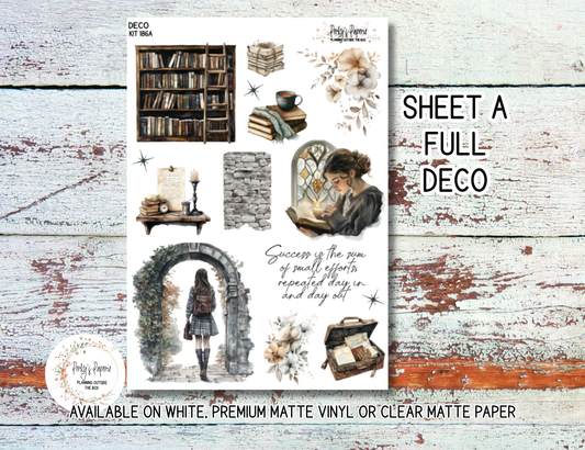 Bookbound Dreams Stickers Kit 186 | Dark Academia Planner Stickers | Vintage Library Journal Kit | Book Lover Aesthetic by Perky’s Paperie