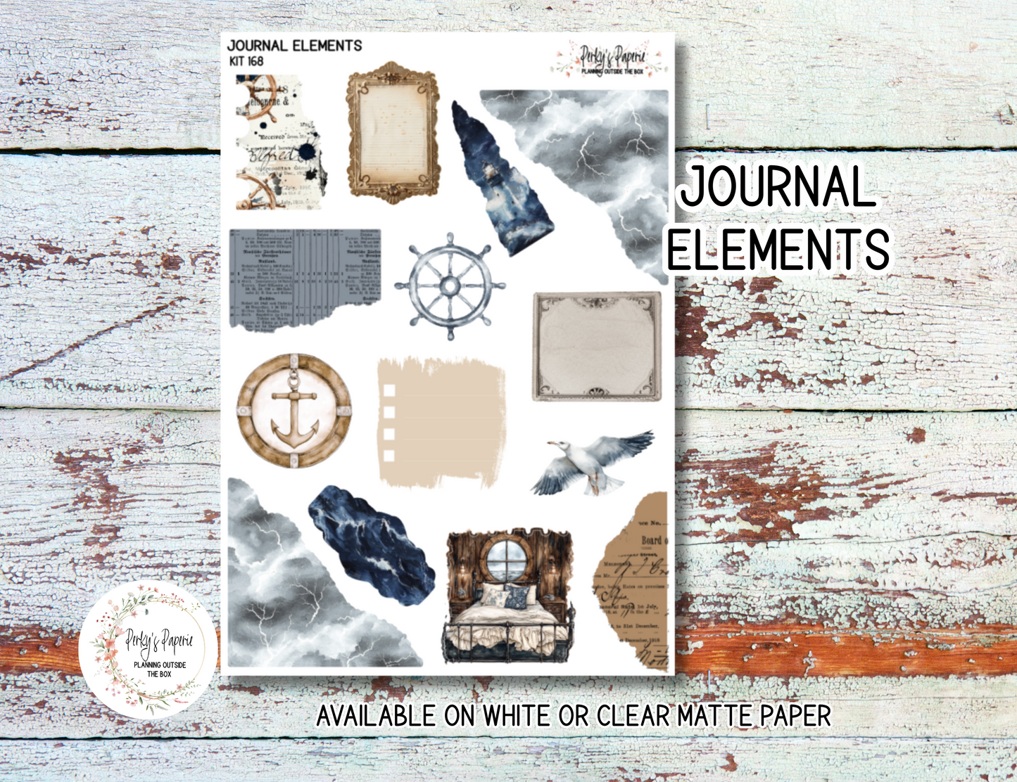 Seaside Lighthouse Sticker Sheets # 168 – Moody & Aesthetic Planner Stickers
