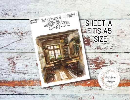 Transparent Extra Large, Jumbo Deco Planner Sticker For Your Overview Pages, Blank Daily Pages or Journal Page Mocha Mousse 159 Coffee Lover