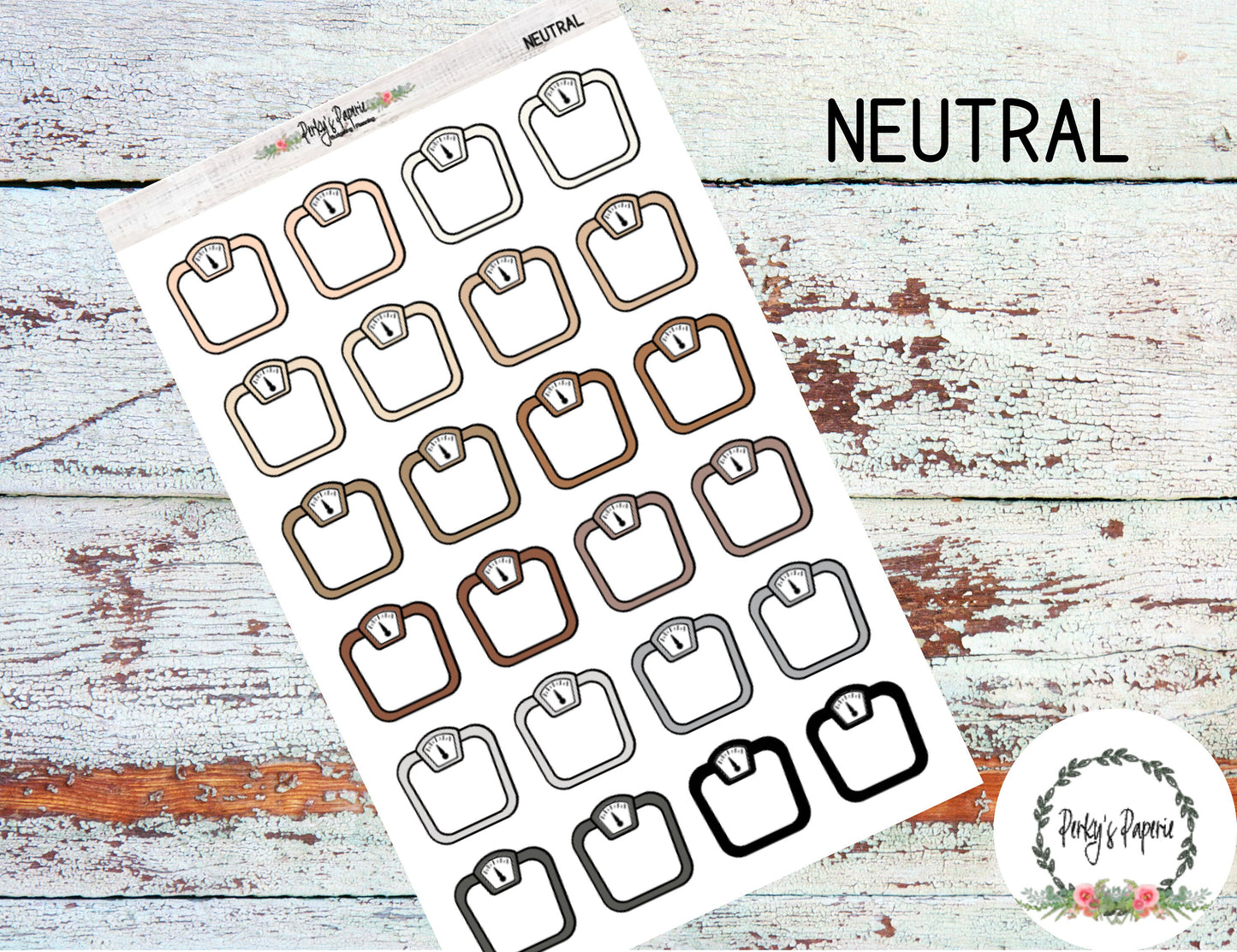 Large Weight Bathroom Scale Icon Planner Box Stickers | Weigh In | Decorative | EC | Happy Planner | Bujo | Hobonici