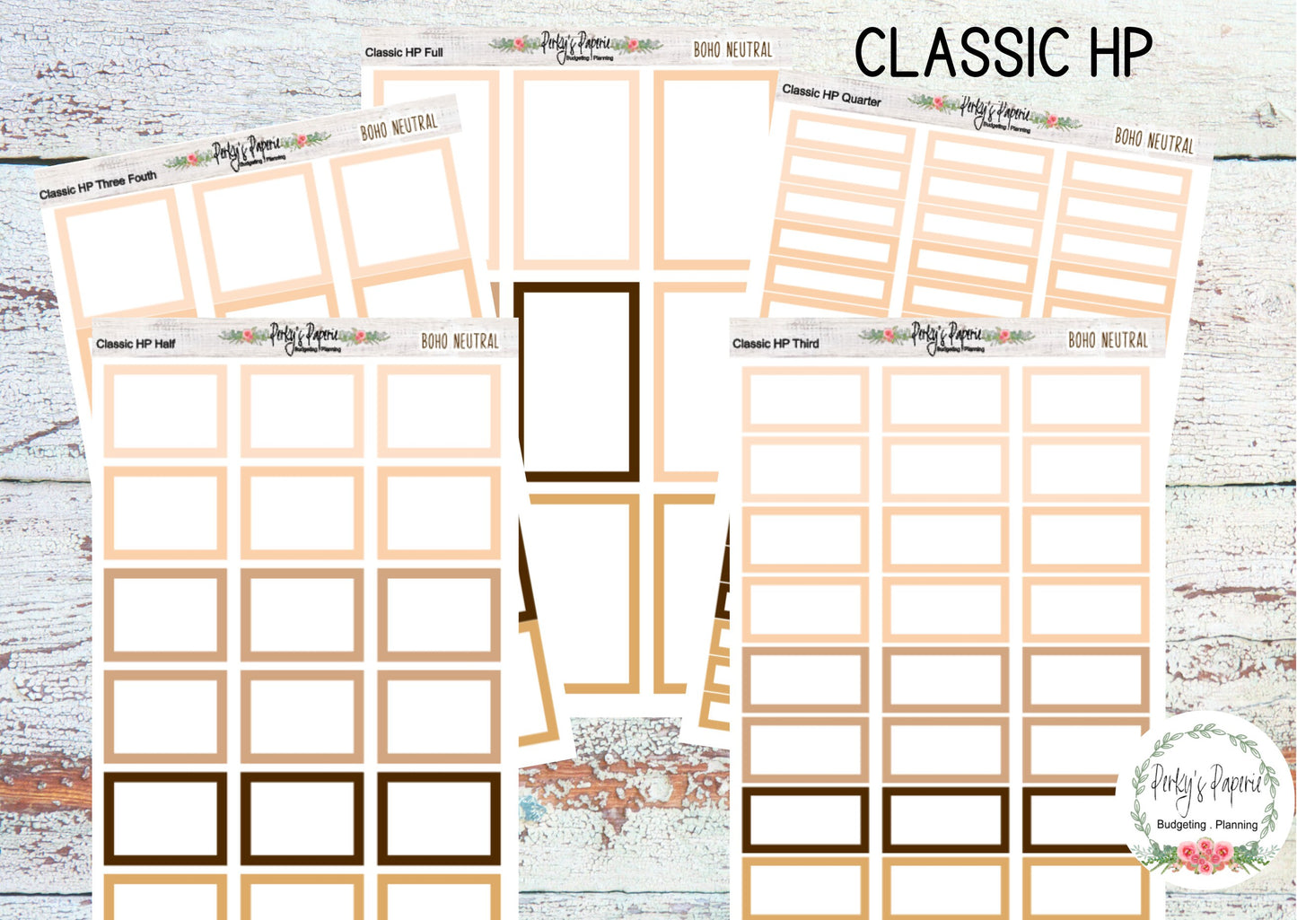Boho Neutral Classic HP Colorful Planner Boxes | Colorful Boxes | Functional Planner Stickers | Budget Boxes | Planner Boxes