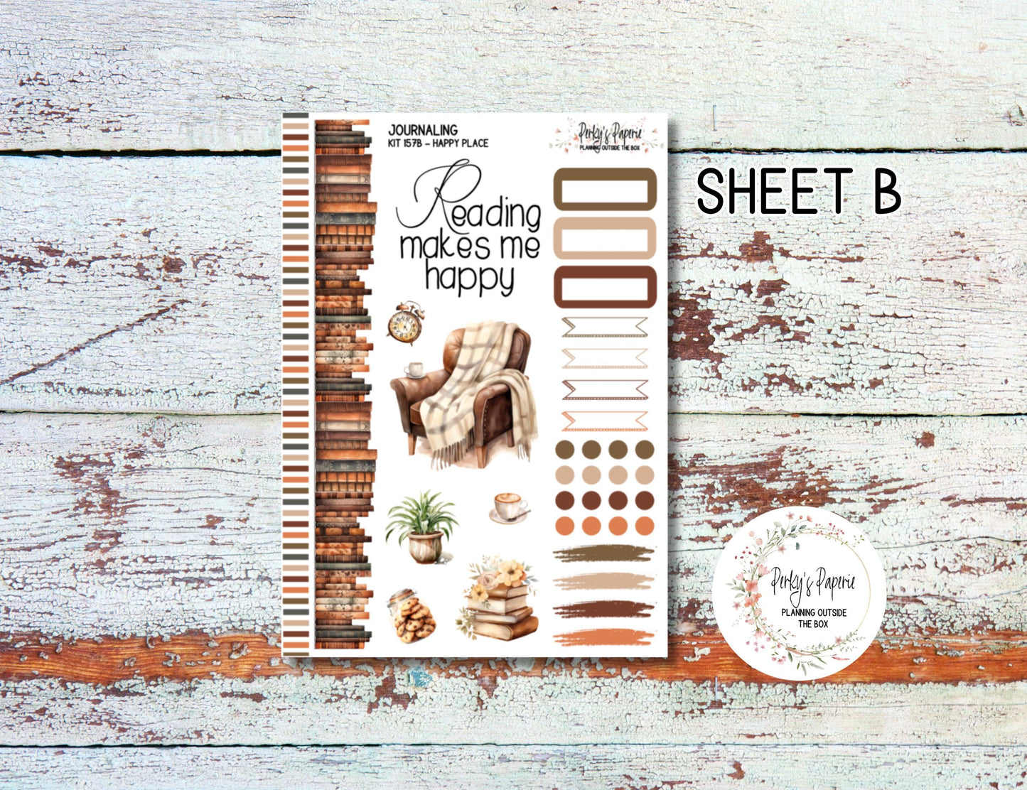 Bookish Journaling Sticker Kit 157 Happy Place, Planner Stickers for Journaling, Book Journal Stickers, Bujo and Junk Journaling