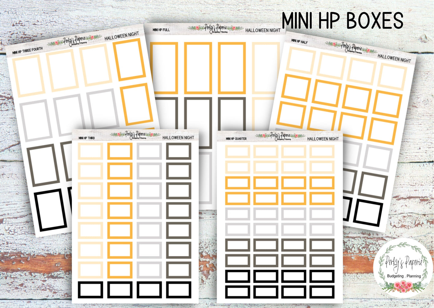 Halloween Night Mini HP Vertica Colorful Planner Boxes | Functional Planner Stickers | Budget Boxes | Planner Box Stickers 104