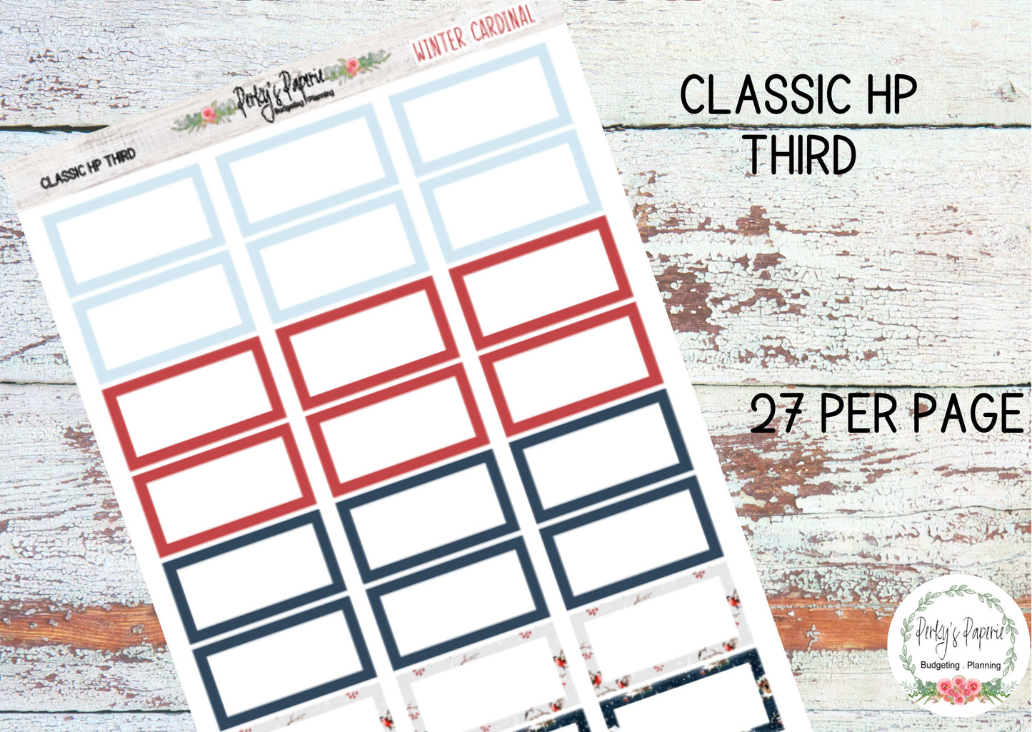 Classic HP Winter Cardinal Colorful Planner Boxes | Functional Planner Stickers | Budget Boxes | Planner Box Stickers