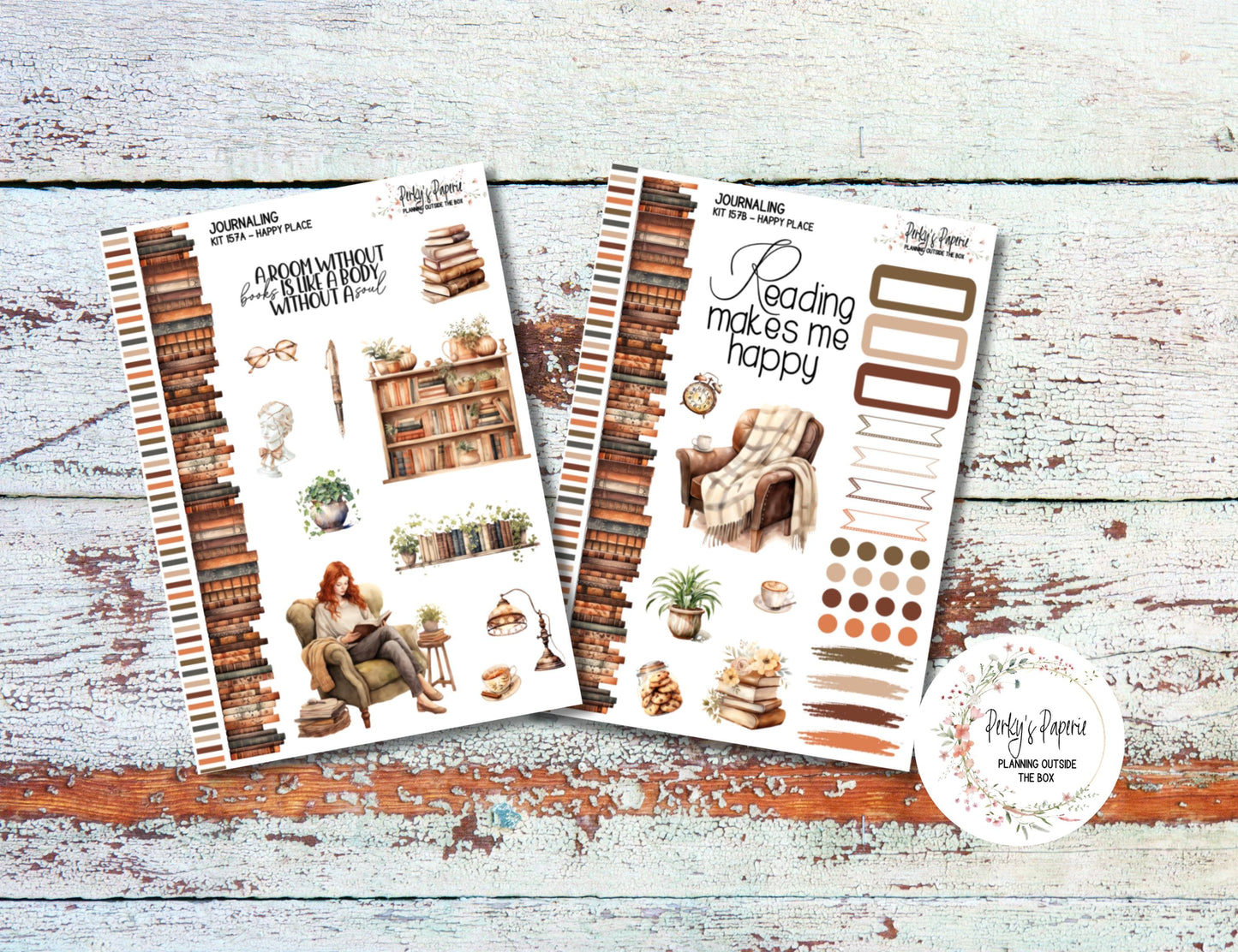 Bookish Journaling Sticker Kit 157 Happy Place, Planner Stickers for Journaling, Book Journal Stickers, Bujo and Junk Journaling