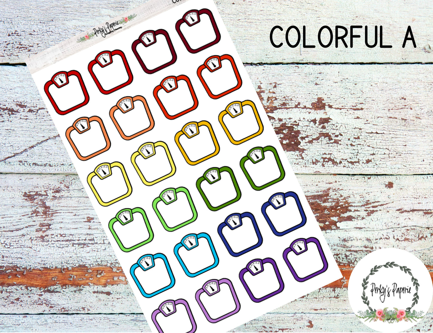 Large Weight Bathroom Scale Icon Planner Box Stickers | Weigh In | Decorative | EC | Happy Planner | Bujo | Hobonici