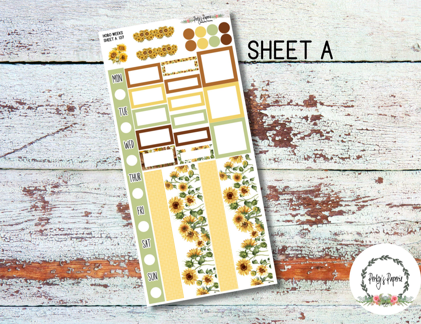 Hobonichi Weeks Planner Sticker Kit 137- Weekly Planning Sunflowers for Fall and Autumn Planning