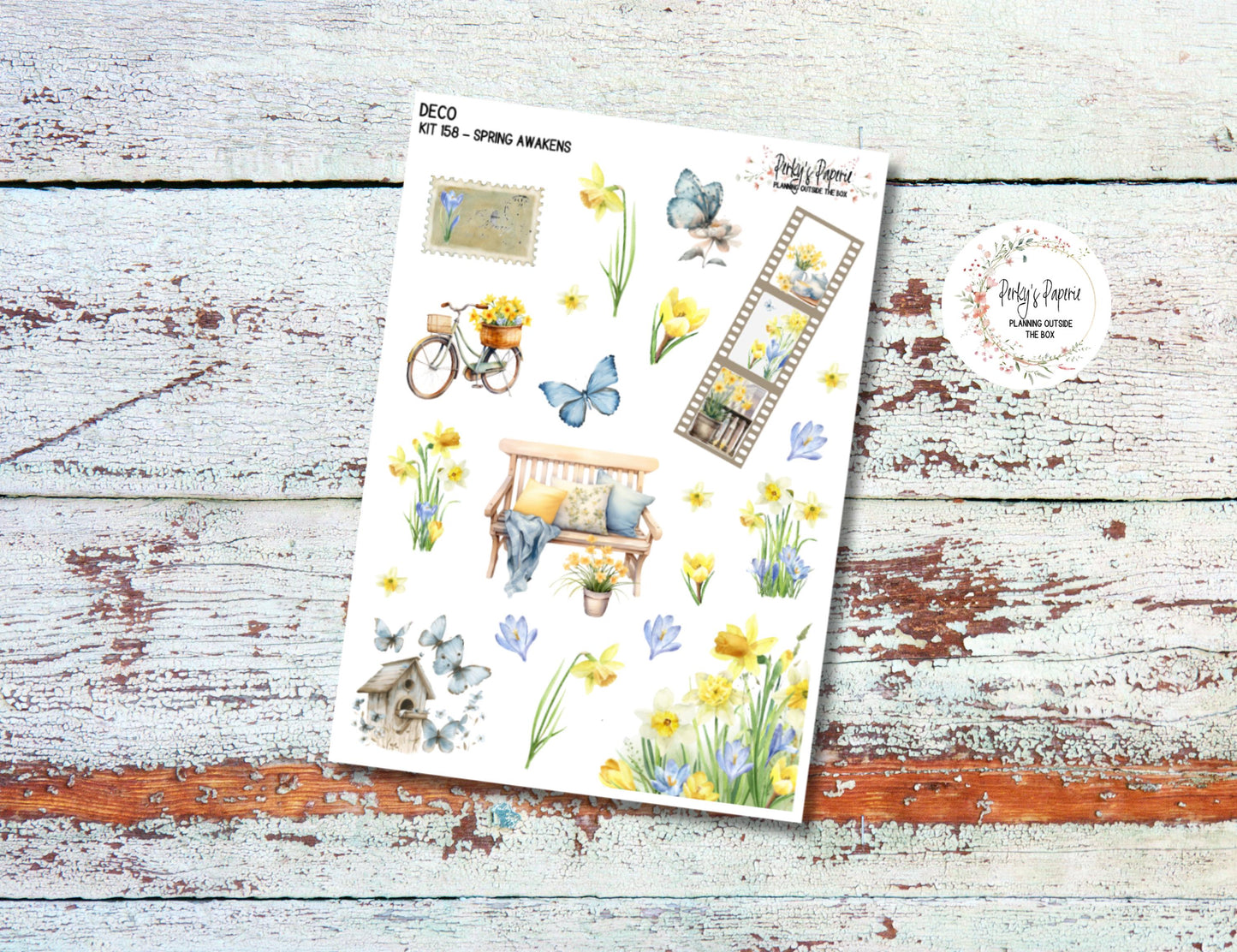 Full Sheet Deco Planner Stickers of Daffodils and Crocus Flowers in Spring Awakens Kit #158, Decorative Stickers for All Planner Sizes