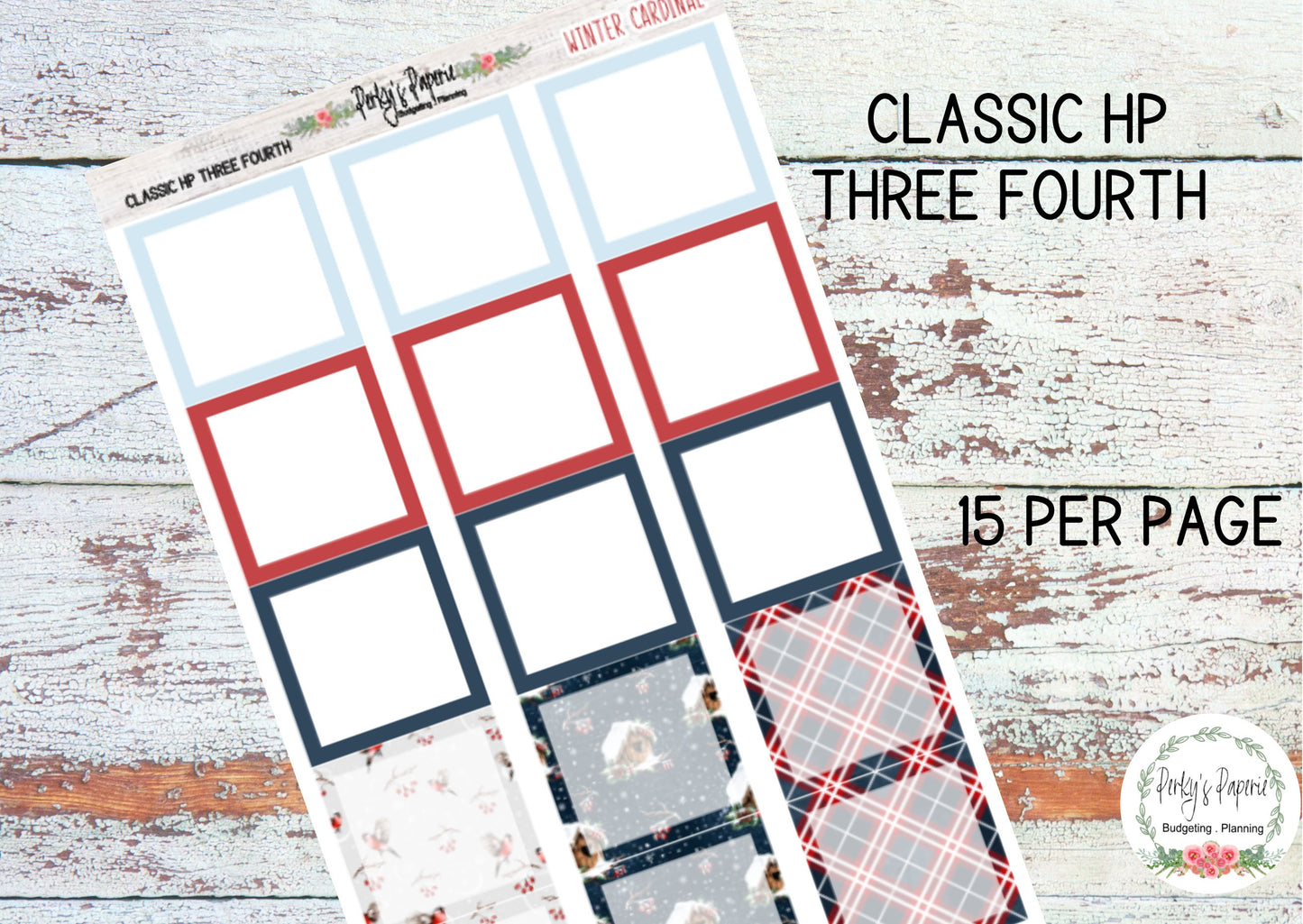 Classic HP Winter Cardinal Colorful Planner Boxes | Functional Planner Stickers | Budget Boxes | Planner Box Stickers