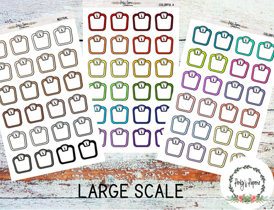 Large Weight Bathroom Scale Icon Planner Box Stickers | Weigh In | Decorative | EC | Happy Planner | Bujo | Hobonici