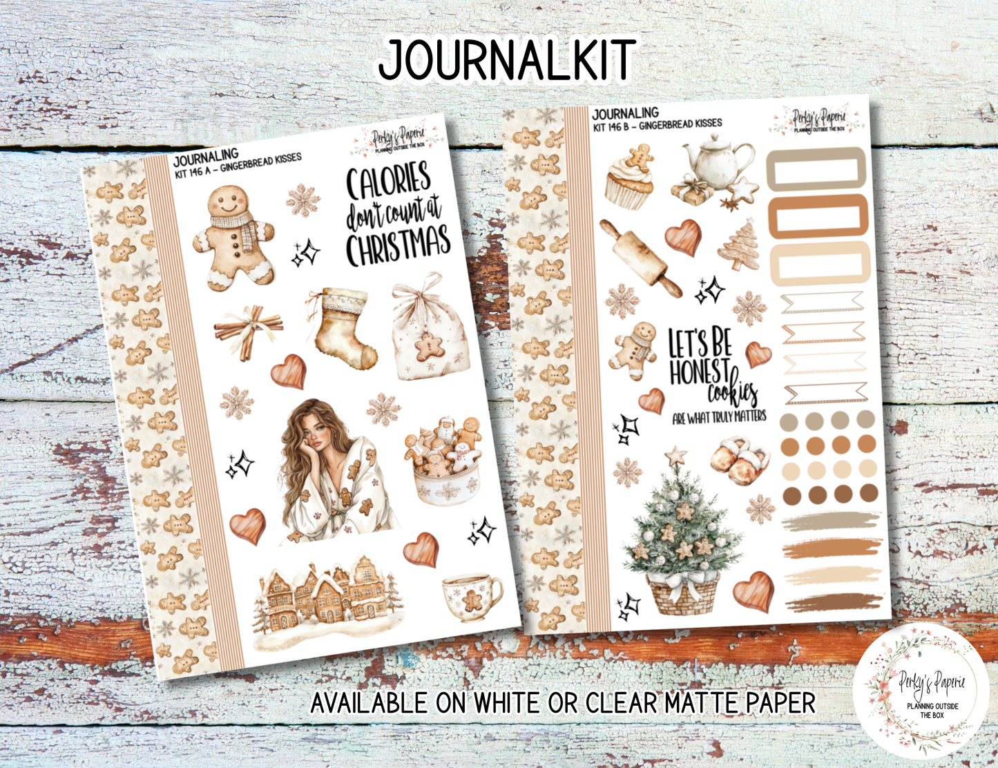 Gingerbread Kisses Christmas Planner Sticker Kit 146 | Cozy Winter Journal Stickers | Holiday Deco & Journaling Kit for Creative Paper Planners and Junk Journals