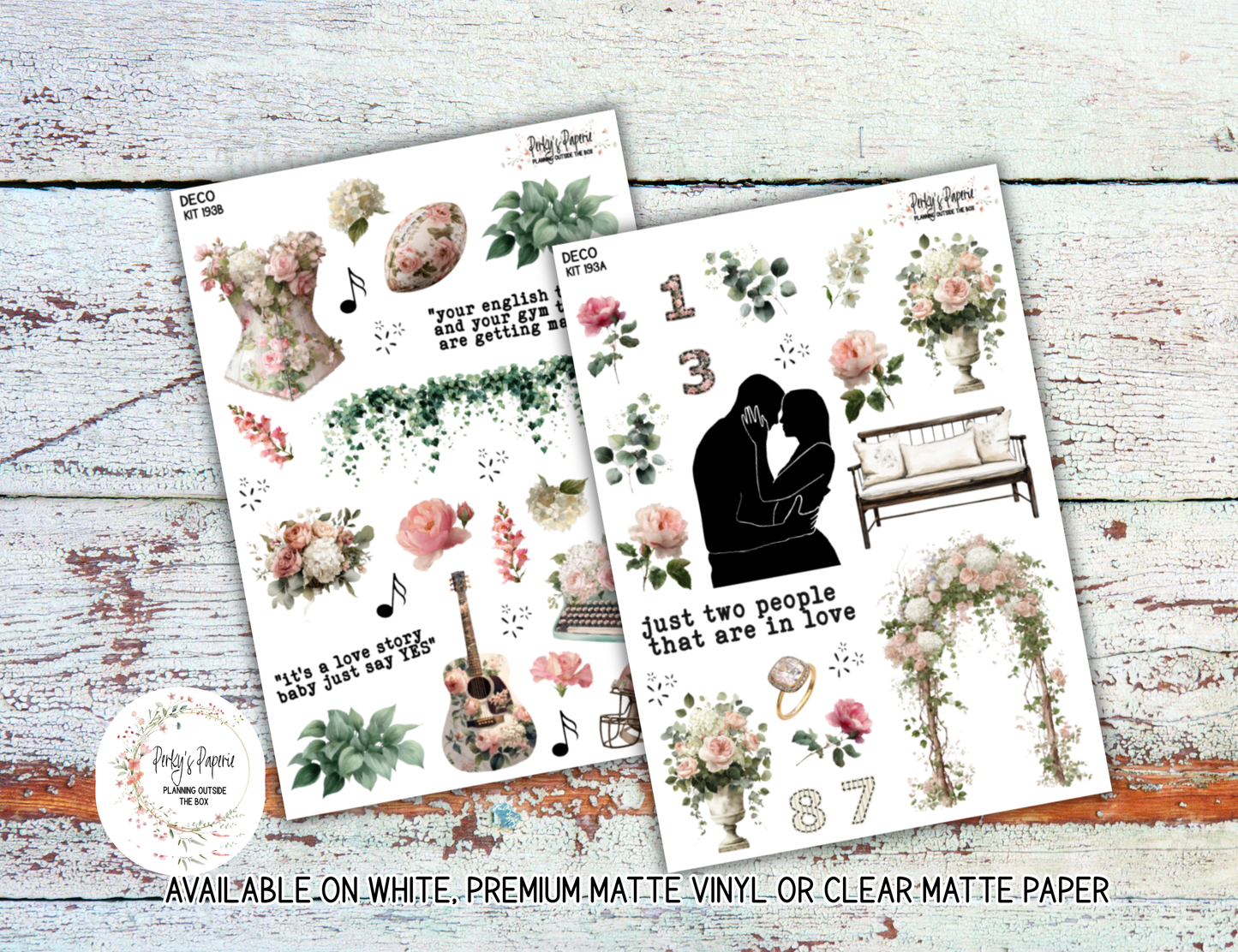 A Swift Engagement Sticker Kit 193 – Romantic Floral Engagement Decoration Stickers with Music and Sports Elements for Planners, Journaling, Scrapbooking & Crafts