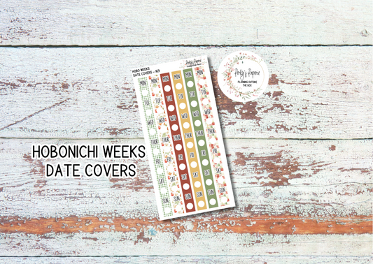 An Apple A Day Fall Hobonichi Weeks Date Cover Planner Stickers Kit 169, Weekly Planning, Date Strips, Colorful and Patterned