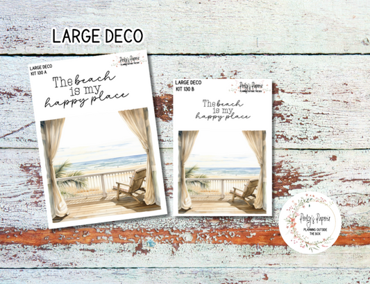 Transparent Extra Large, Jumbo Deco Planner Sticker For Your Overview Pages, Blank Daily Pages or Journal Page Beach Day Kit 130