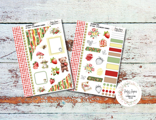 Strawberry Summer Journal, Scrapbook, Daily Planner Sticker Kit 166, Weekly and Daily Journaling Kit, (Copy)