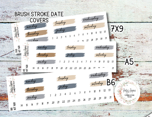 Brush Stroke Mixed Color Date Covers Colorful Planner Stickers for Various Planners Kit 168, Days of the Week Date Cover, Redate Stickers