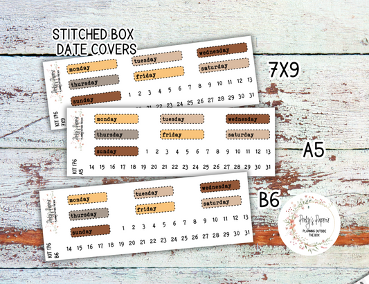 Sweet Halloween Stitched Box Mixed Color Date Covers Colorful Planner Stickers for Various Planners Kit 176,  Days of the Week Date Cover, Redate Stickers