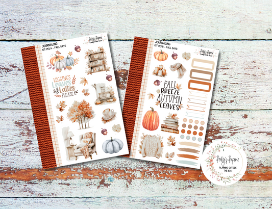 Fall Days Journaling Sticker Kit 142, Planner Stickers, Anytime Plans, Hobonichi, Take a Note, EC, HP and Hemlock & Oak