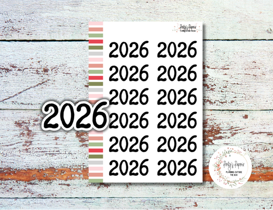 2026 Typewriter Year Script Planner Stickers