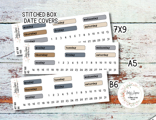 Stitched Box Mixed Color Date Covers Colorful Planner Stickers for Various Planners Kit 168,  Days of the Week Date Cover, Redate Stickers
