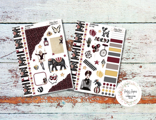 Sinister Carnival Journal, Scrapbook, Daily Planner Sticker Kit 173, Weekly and Daily Journaling Kit