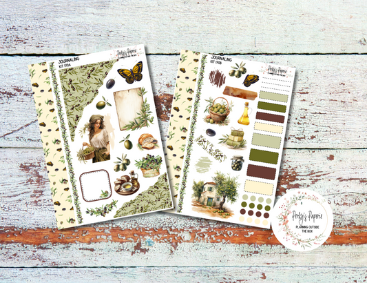 Olive Harvest in Tuscany Journal, Scrapbook, Daily Planner Sticker Kit 170, Weekly and Daily Journaling Kit